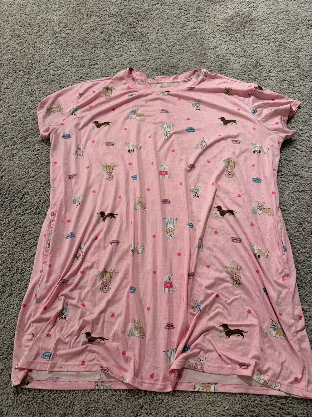 Pink Girls' Dog Print Nightgown Pajama Dress